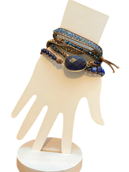 Natural Stone Wrap Bracelet Lapis Lazuli