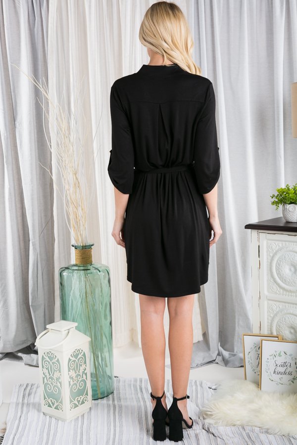 Mandarin Collar Shirtdress