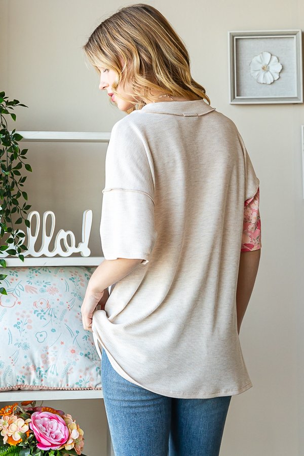 Mixed Media Floral Top