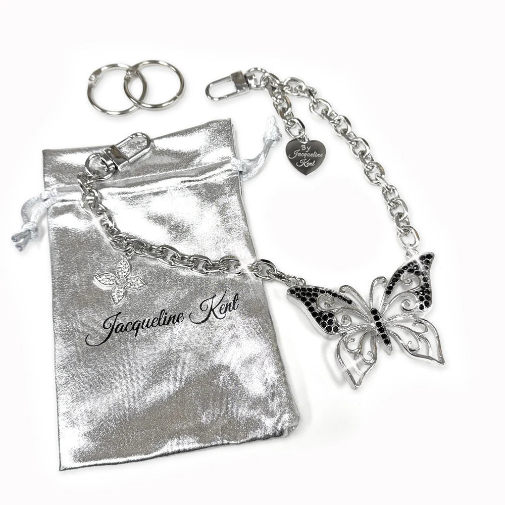Jacqueline Kent Charming Chain Silver Black Butterfly