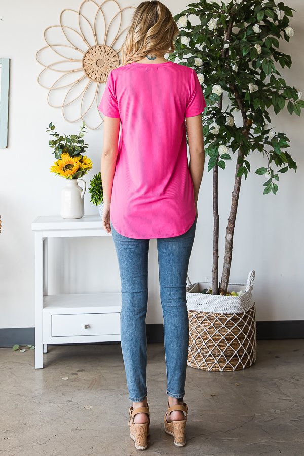 Ribbed V-Neck Top