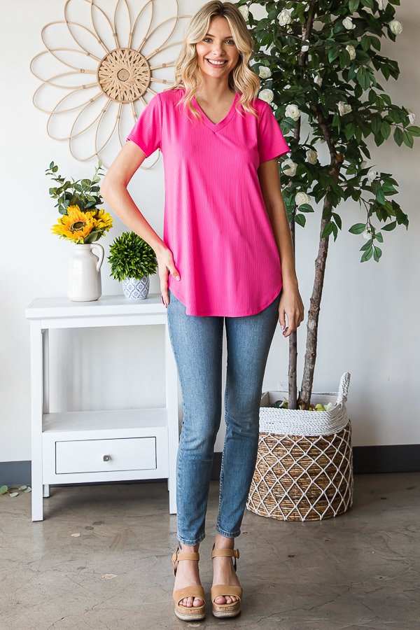Ribbed V-Neck Top