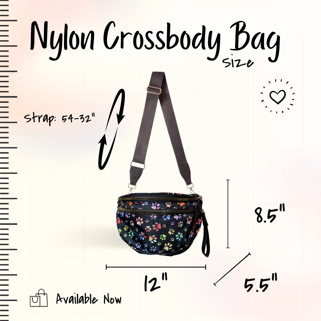 Paw Print Nylon Crossbody Bag