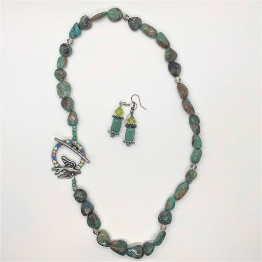 Hand Made Necklace Set- Jasper Dove of Peace