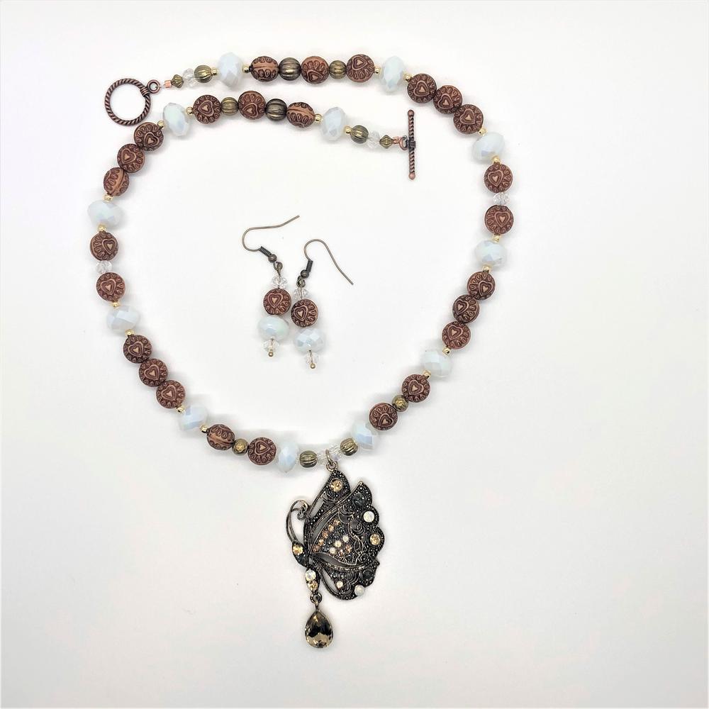 Hand Made Necklace Set- Crystal Butterfly