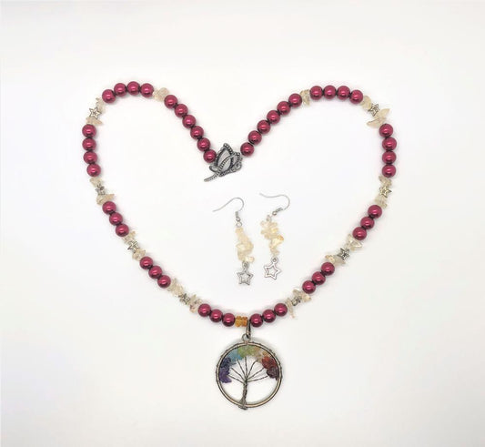Hand Made Necklace Set- Rainbow Tree of Life