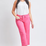 Crop Mid-Rise Denim In Fiery Coral Pink