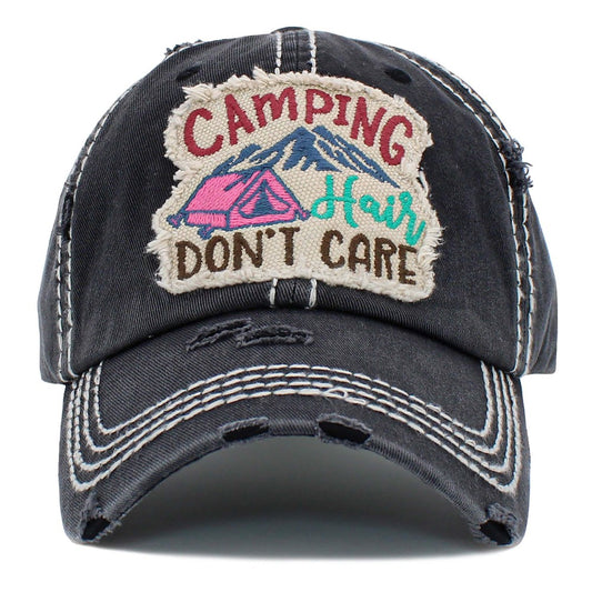 Camping Hair Don't Care Baseball Hat