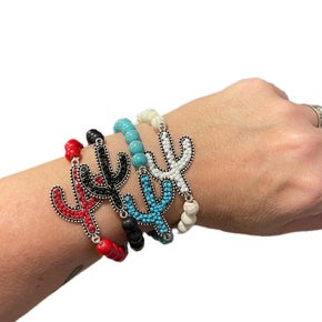 Cactus Seed Bead Stretch Bracelet