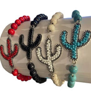 Cactus Seed Bead Stretch Bracelet