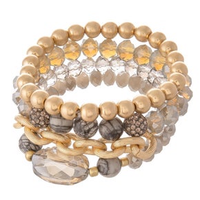 Bracelet Stack Semi-Precious Gold-Grey