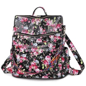 Vegan Leather Backpack - Floral