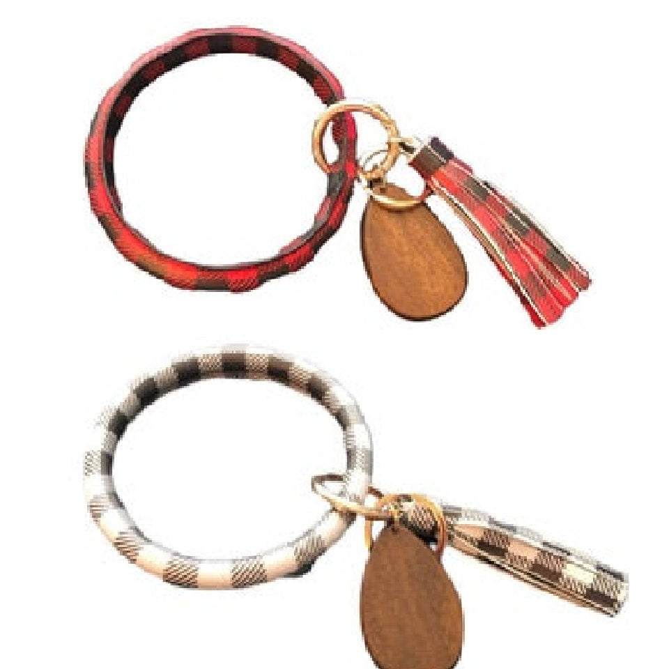 Buffalo Check Cohutta Wood Bangle Keyring