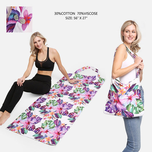 Hibiscus Two-in-One Beach Bag-Towel