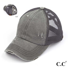 Cross Back Pony-Bun Baseball Hat