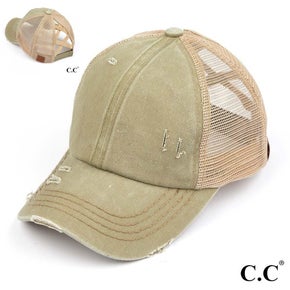 Cross Back Pony-Bun Baseball Hat