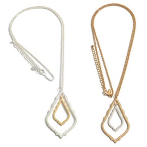 Double Teardrop Long Necklac