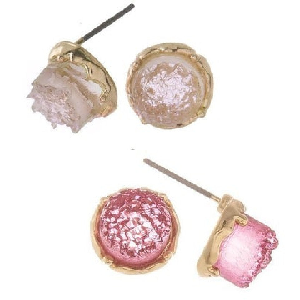 Druzy Round Stud Earring