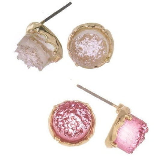 Druzy Round Stud Earring