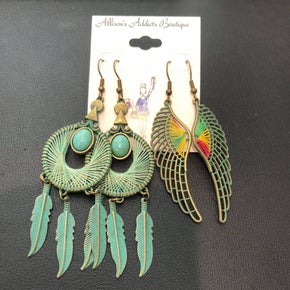 Shield and Feather Duo Earring