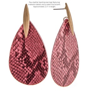 Pink Snake Teardrop Earrings