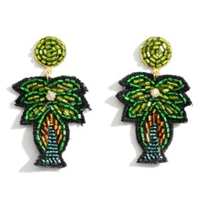 Seed Bead Palm Tree Earring