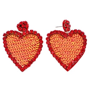Rhinestone Sequin Heart Earring
