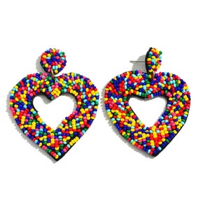 Seed Bead Heart Earring