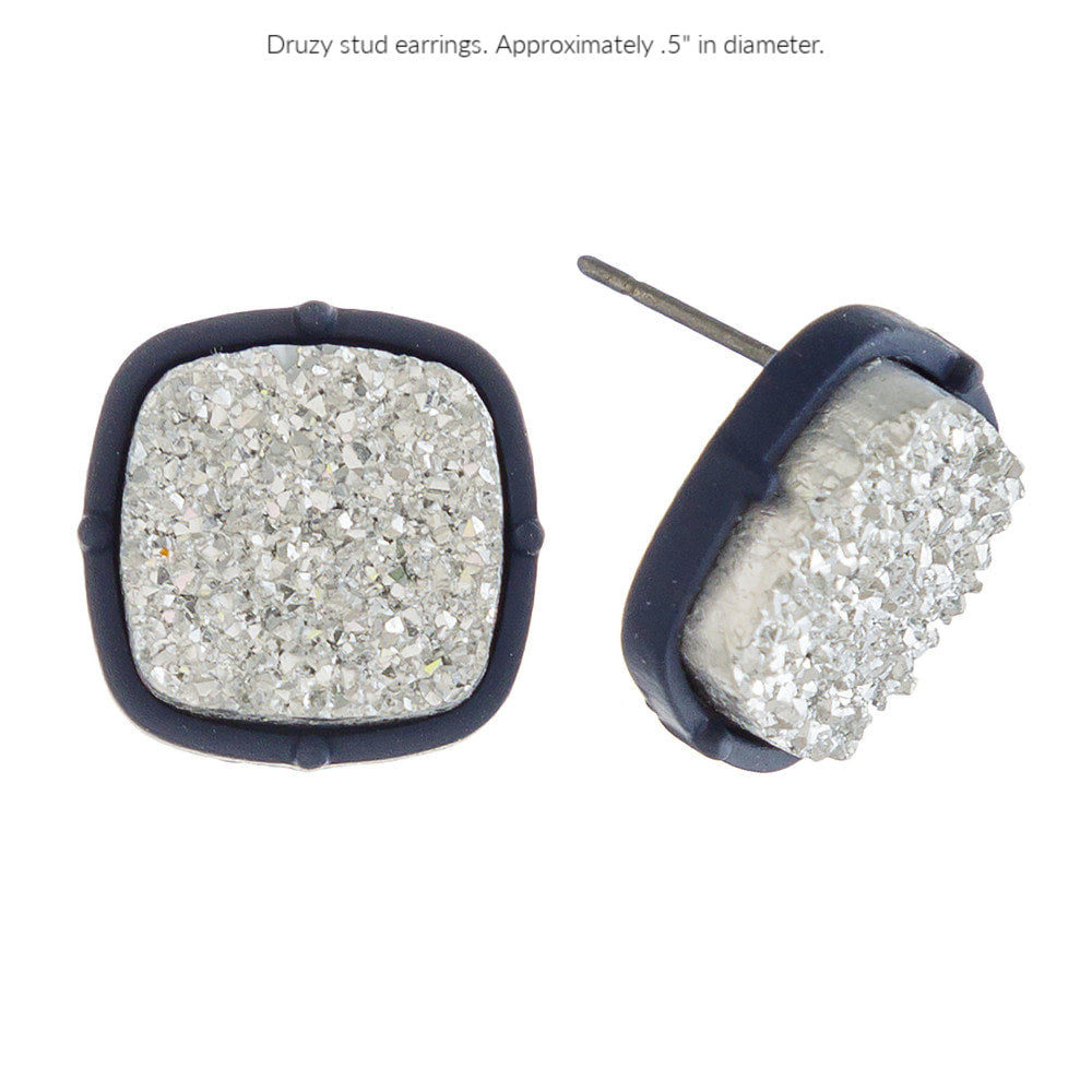 Druzy Square Stud Earrings