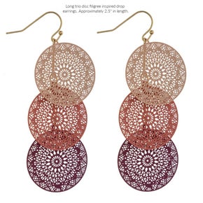 Trio Disc Filigree Earring