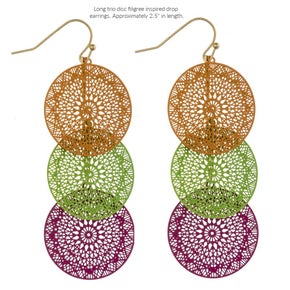 Trio Disc Filigree Earring