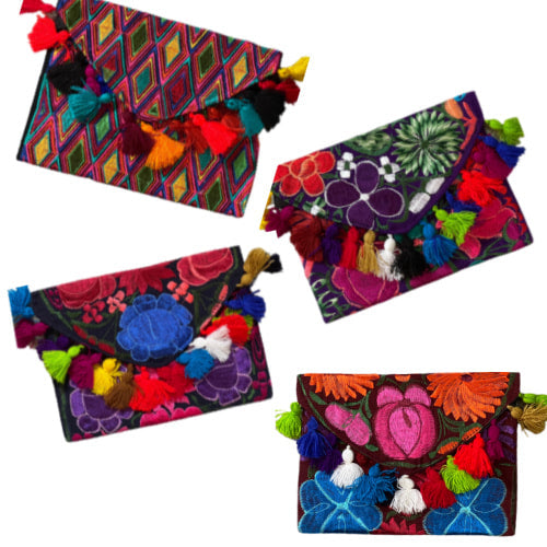 Embroidered Crossbody Clutch