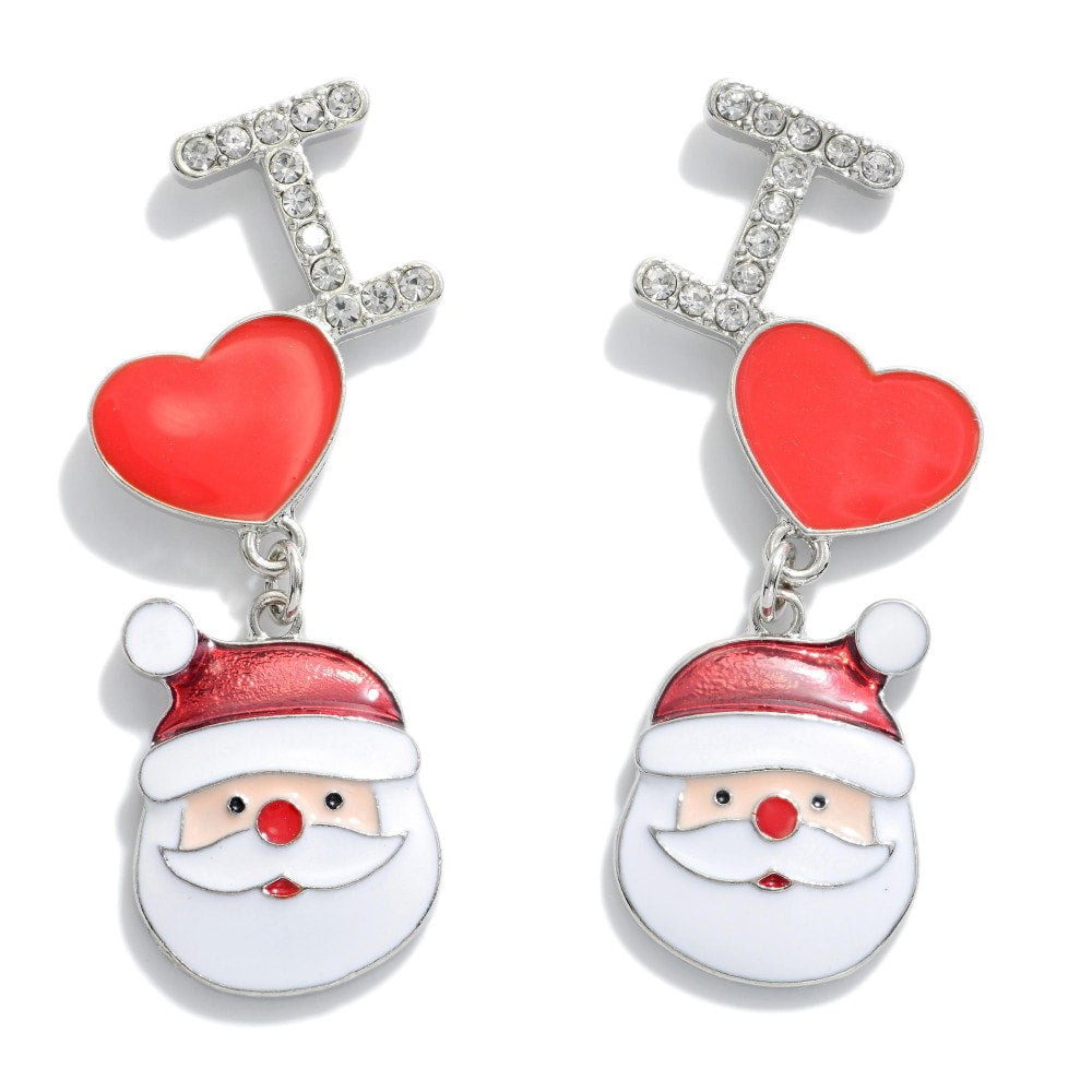 I Heart Santa Enamel Earring