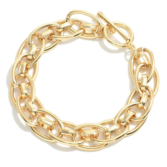 Multi Link Toggle Bracelet Gold