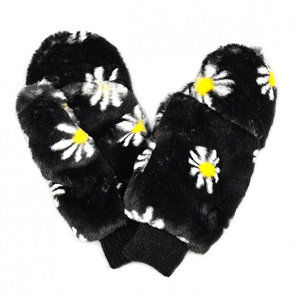 Faux Fur Daisy Mittens
