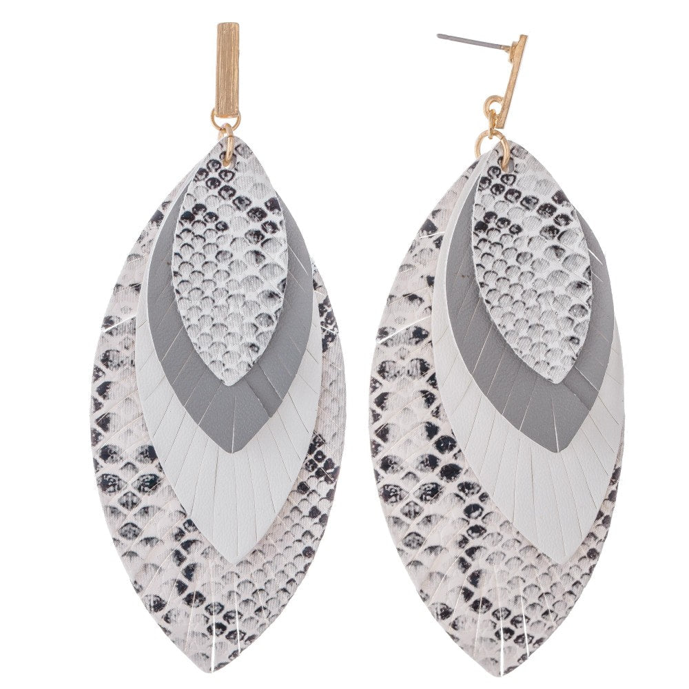 Faux Leather 3-Tone Earrings