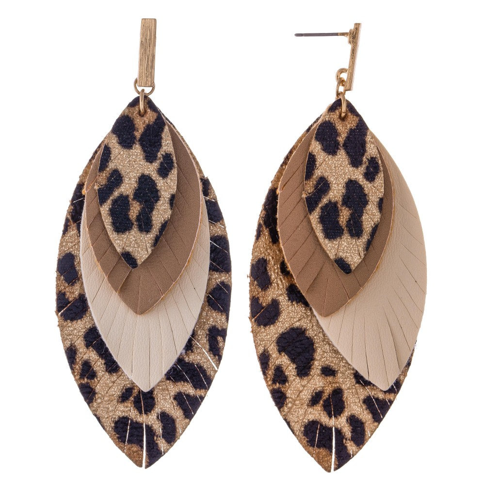 Faux Leather 3-Tone Earrings