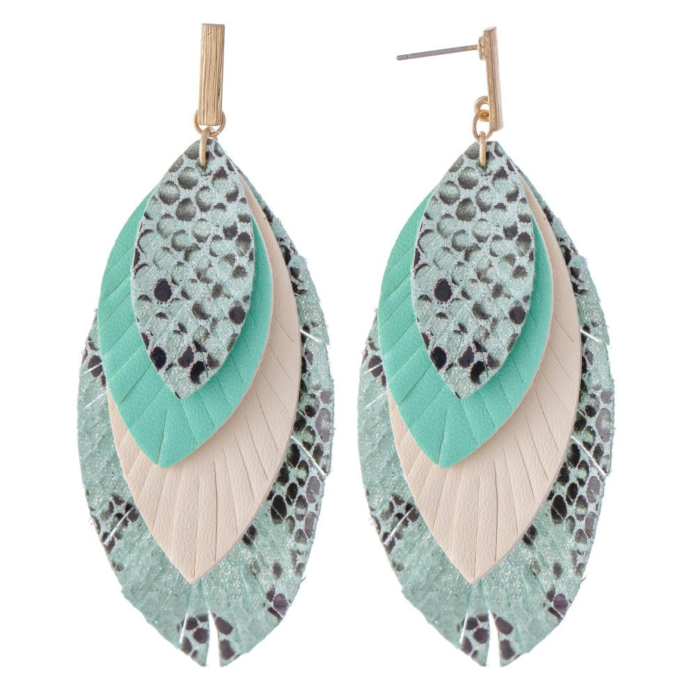 Faux Leather 3-Tone Earrings