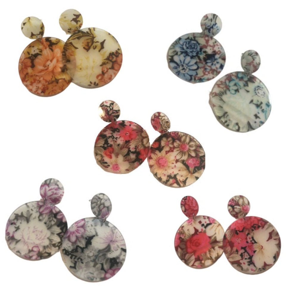 Double Disc Floral Earrings