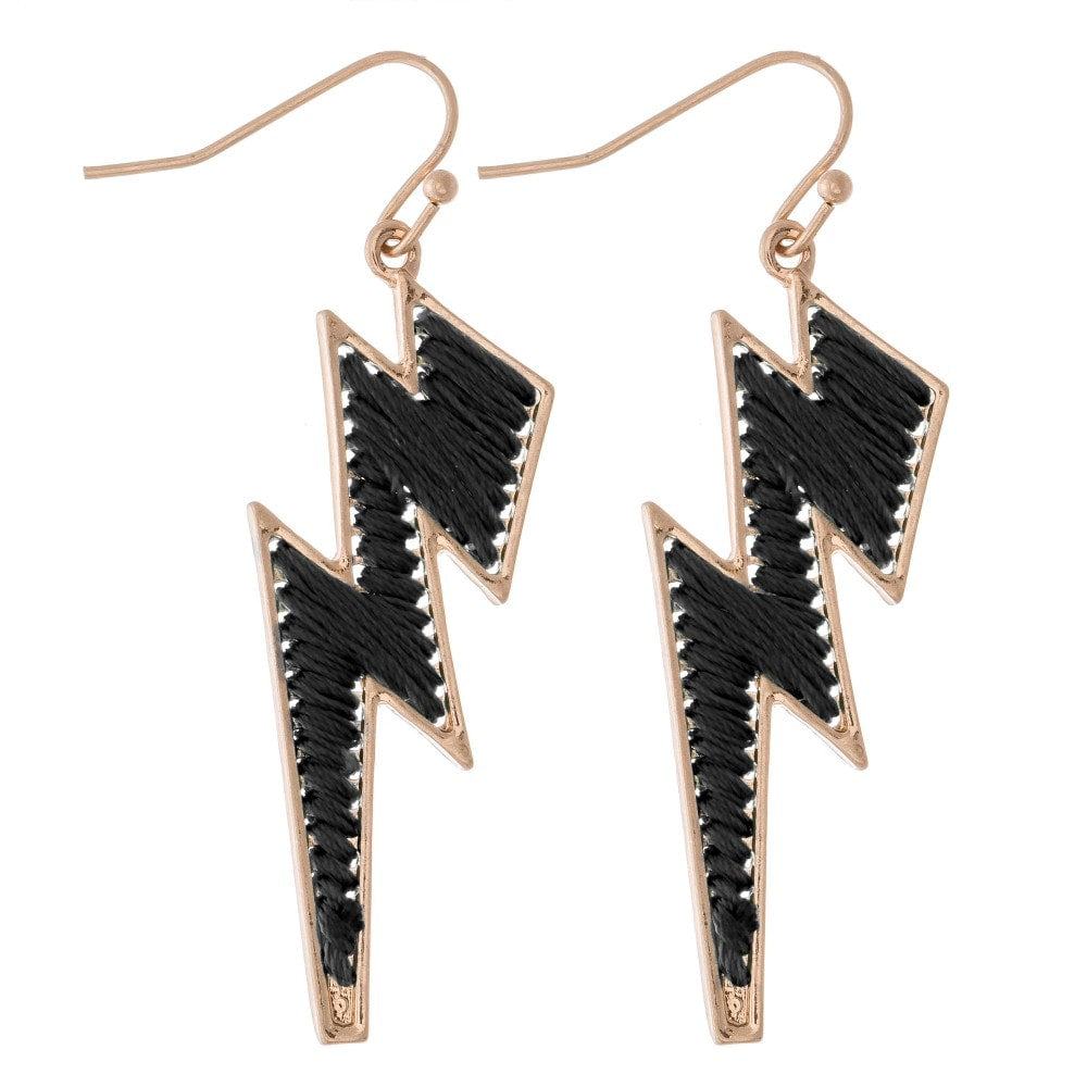 Thread Wrapped Lightening Bolt Earring
