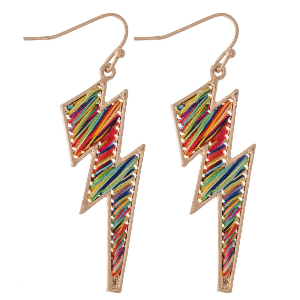 Thread Wrapped Lightening Bolt Earring