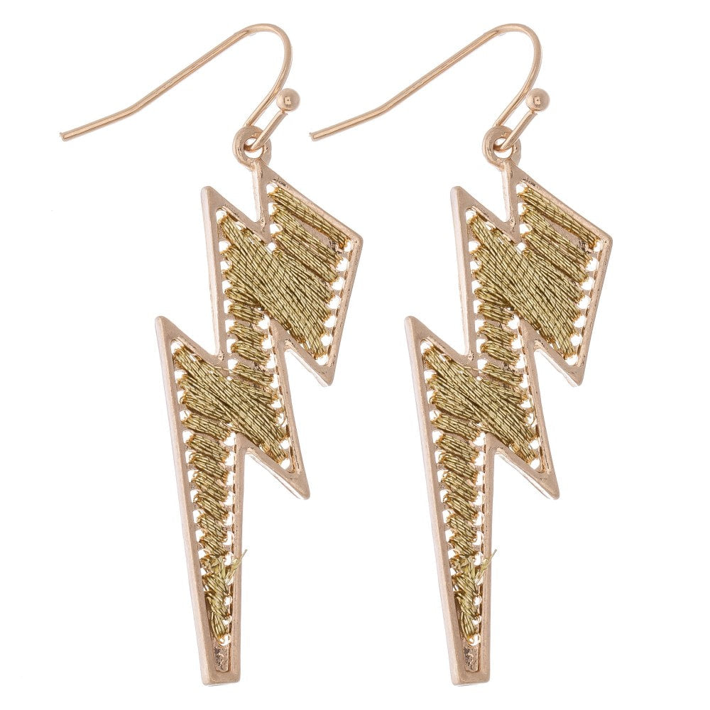 Thread Wrapped Lightening Bolt Earring