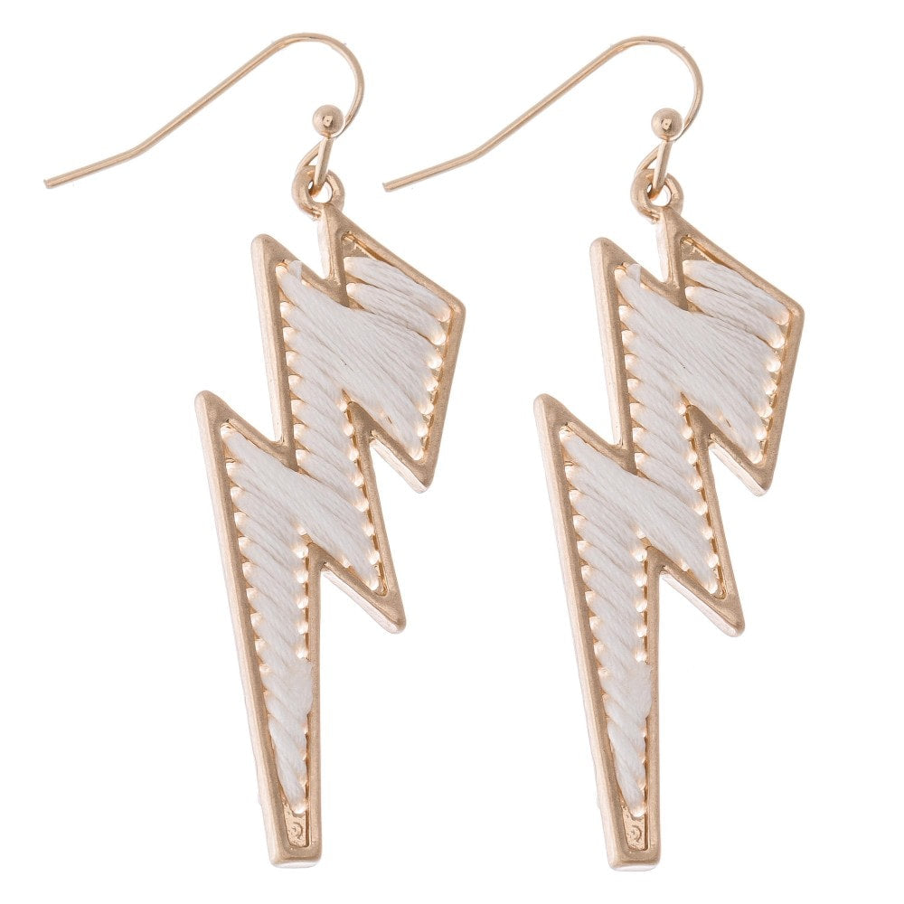 Thread Wrapped Lightening Bolt Earring