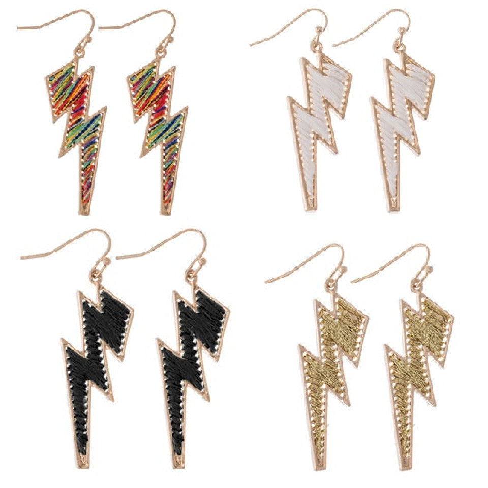 Thread Wrapped Lightening Bolt Earring