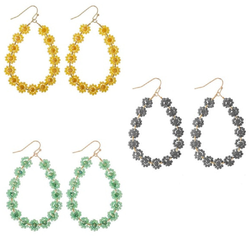 Beaded Flower Teardrop Earring
