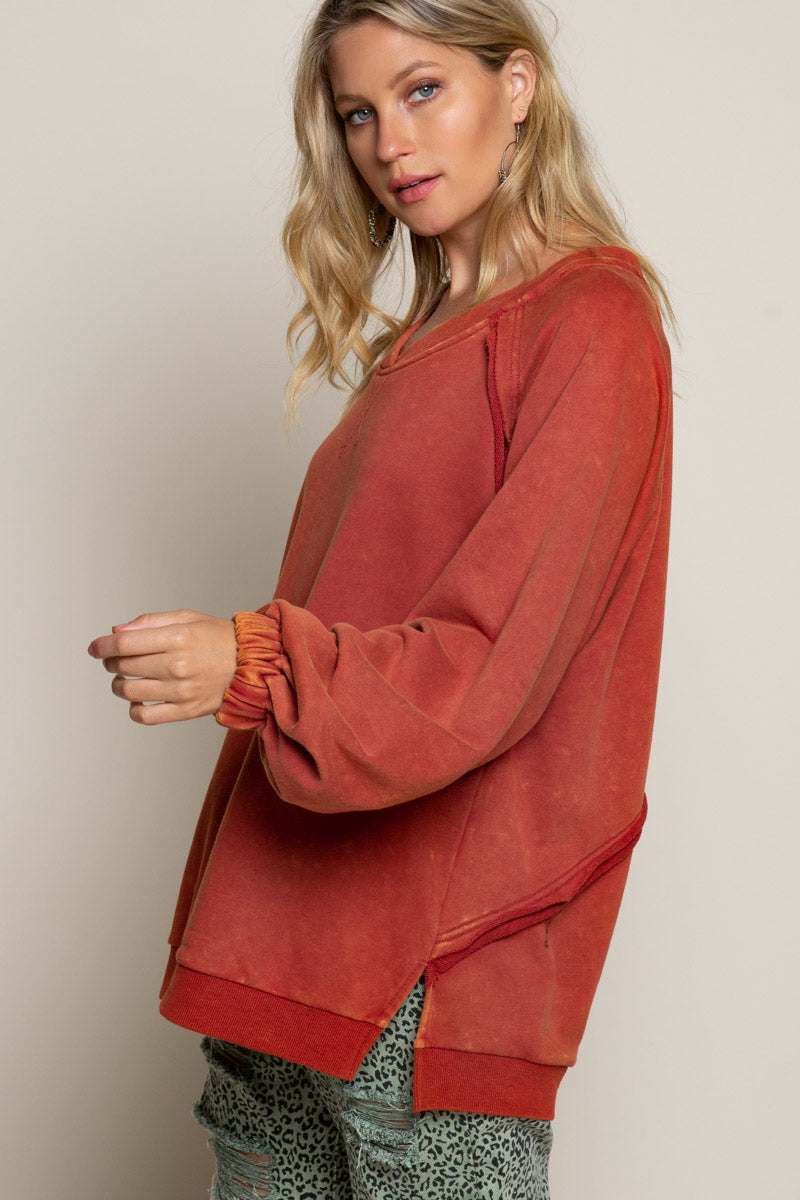Cross Back Sweatshirt Burnt Red