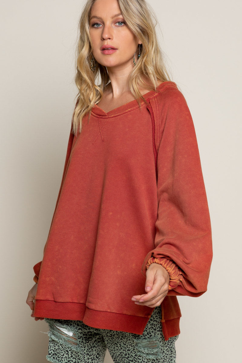 Cross Back Sweatshirt Burnt Red