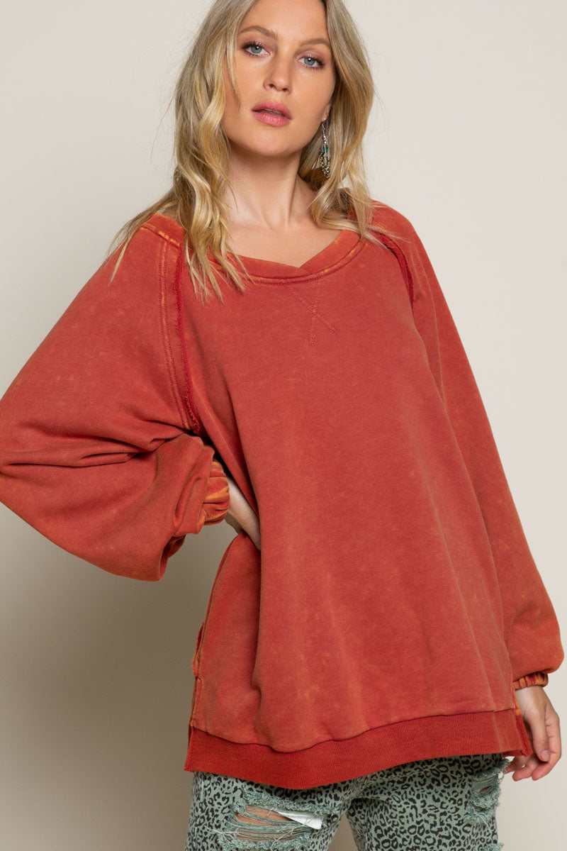 Cross Back Sweatshirt Burnt Red