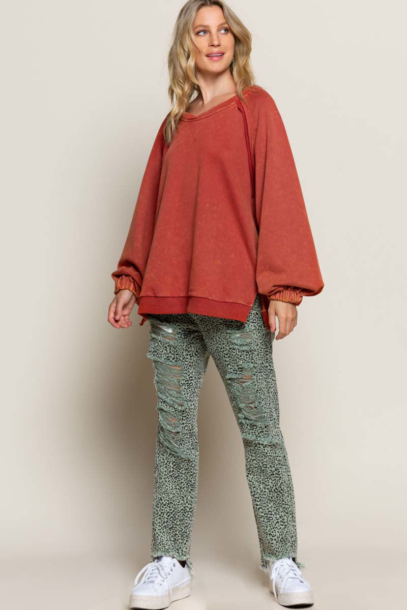 Cross Back Sweatshirt Burnt Red