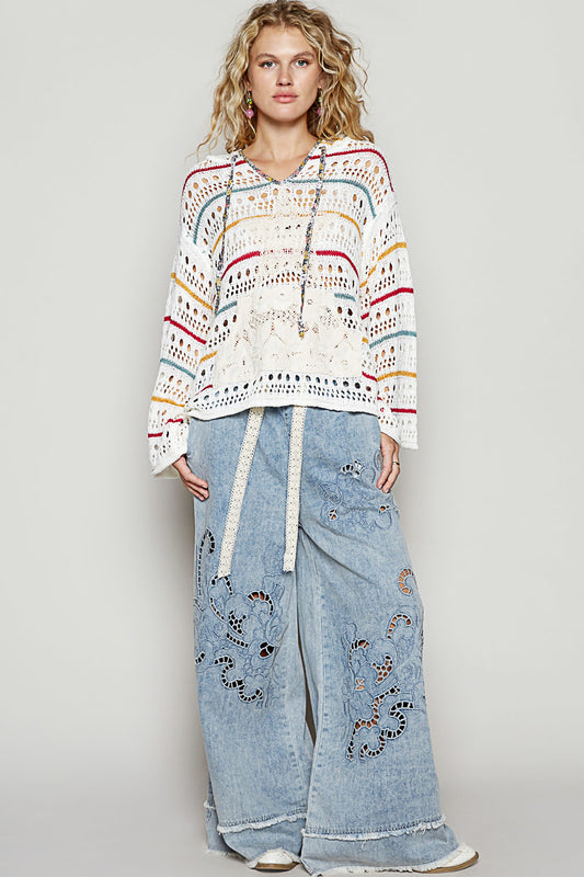 Striped Crochet Hoodie